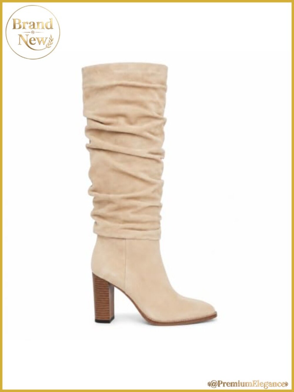 Faux Suede Knee High Boots Slouchy Chunky Block Heel